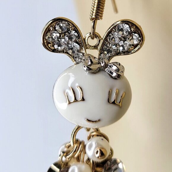 Cat Earrings White Enamelled Kitty Earrings - Picture 4 of 7